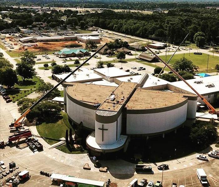 Exterior shot of a big church.