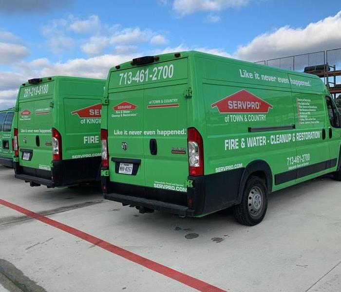 a green SERVPRO van